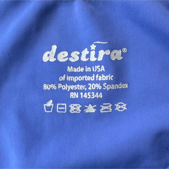 DESTIRA Blue Gymnastics Leotard Girls CM 8 Gym Leo Purple Pink Yellow Accents - Picture 5 of 6